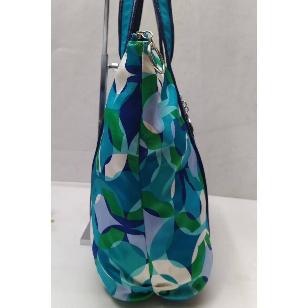 Coach Poppy Multicolor Canvas Leather Trim Zipper Pocket Tote Shoulder Bag - Picture 7 of 16